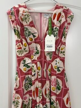 PALM Noosa Pink & Red Maxi Dress with Botanical Print